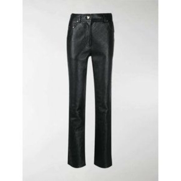 Saks Potts Black Lamb Leather Embossed Trousers - Picture 1 of 9